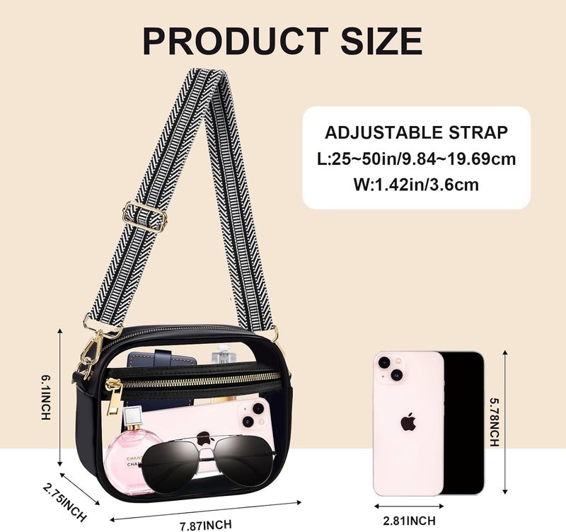 Fibrdoo Clear Bag Stadium Approved, Leather Clear Crossbody Purse Bag for Concerts Sports Events Festivals - Image 3
